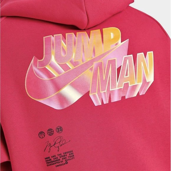 Nike Air Jordan Jumpman Red Hoodie Statement Pullover Fleece - Picture 4 of 6